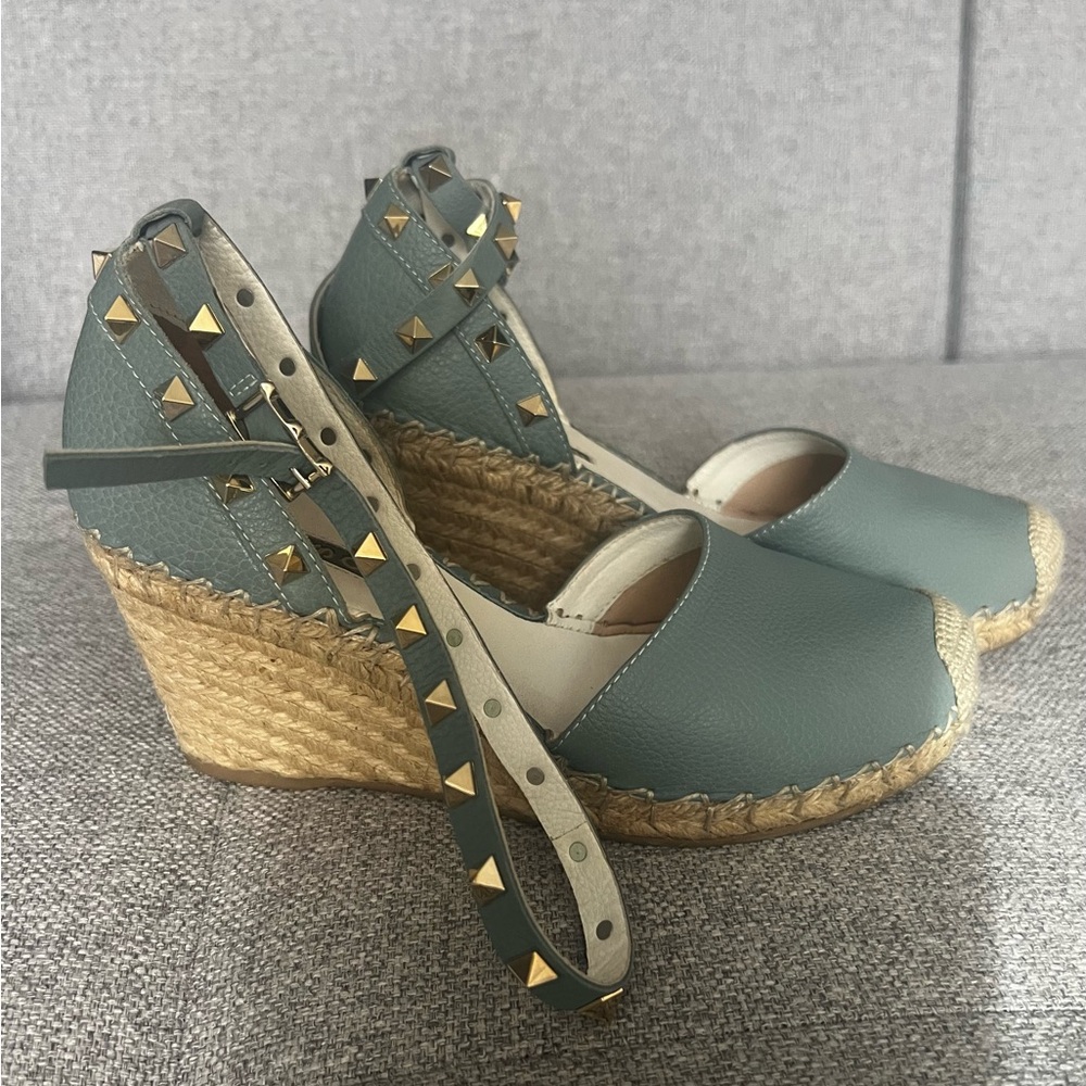 Boohoo Green Espadrille Wedge Sandals, used